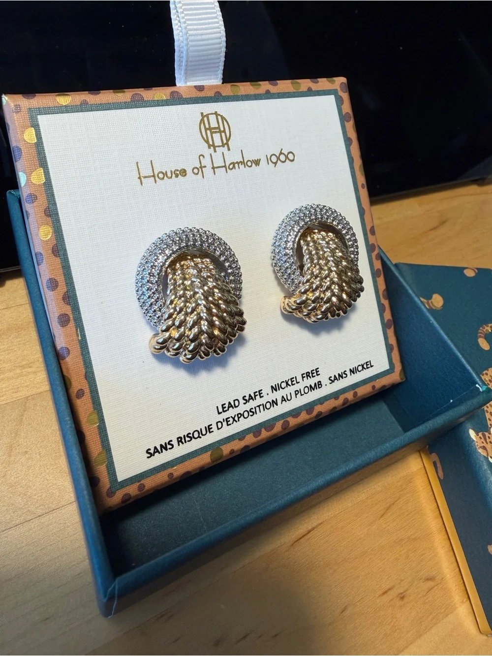 House of Harlow 1960 Two-Tone Earrings in Gold & Silver - Picture 2 of 4